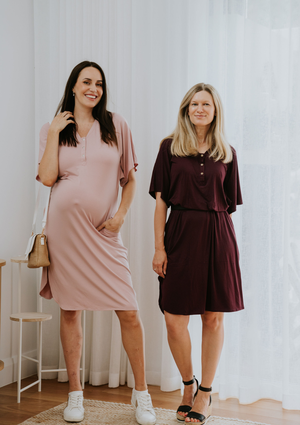 The Comfort Mama dresses for pregnancy, labour, breastfeeding and beyond. Ziggy bamboo pink