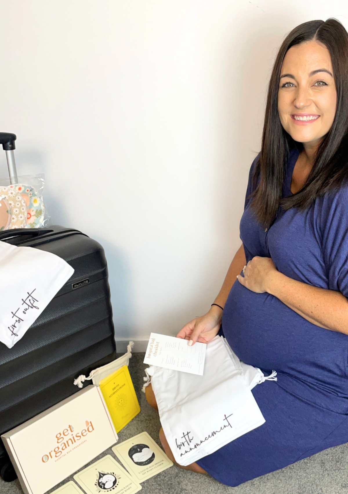comfort mama Demi blue denim large hospital bag maternity dress
