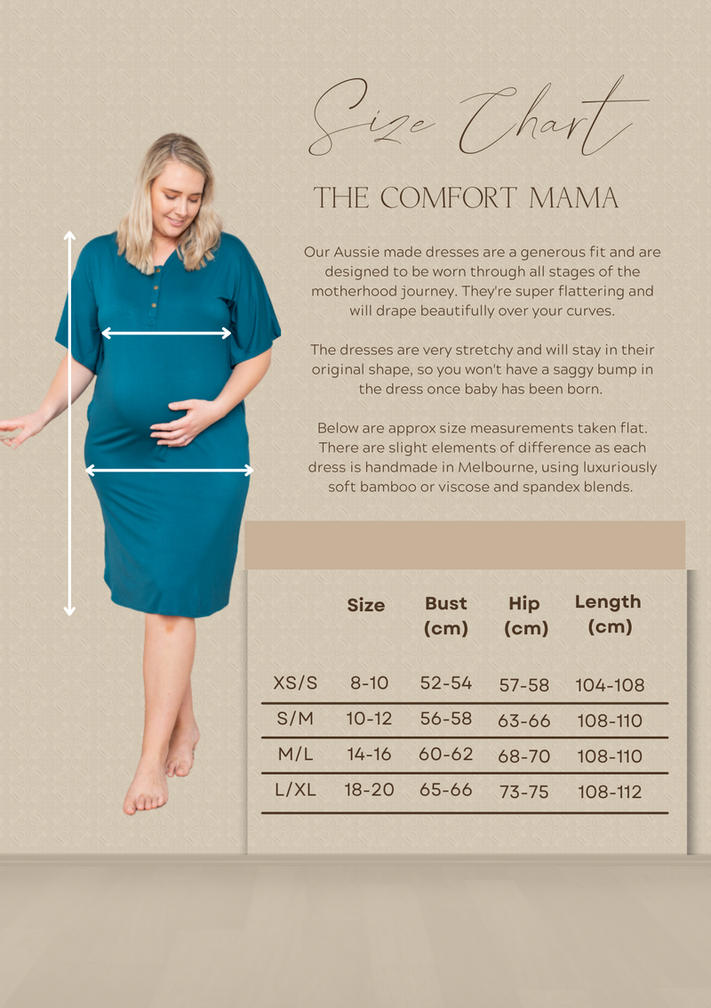 the comfort mama maternity dresses size chart